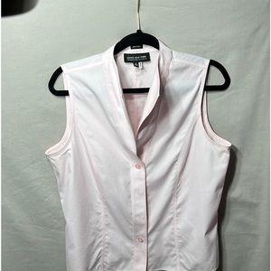 Jones New York, sleeveless dress shirt,  (L), baby pink, collar, button up front